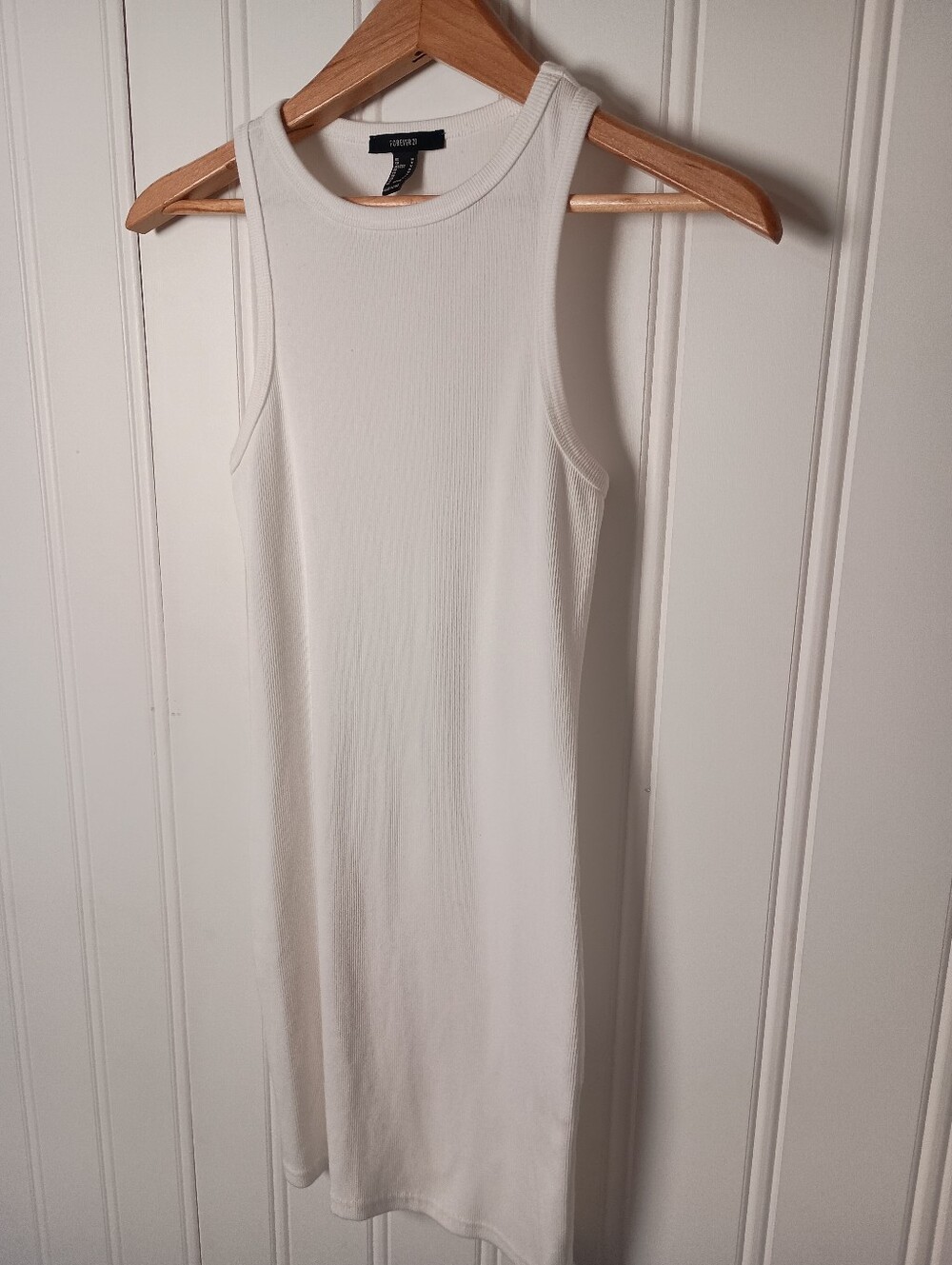 Forever 21- White Ribbed Tank Dress- Size S
